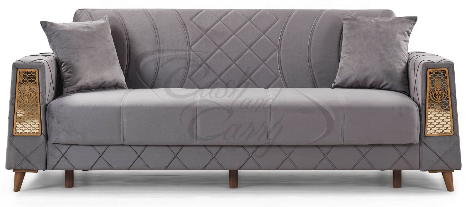 Sofa Bed With Storage Base Turkish Grey And Gold